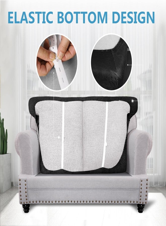 ANARACHON Leather Look Couch Cushion Covers Sofa Seat Slipcovers Sets Couches Furniture Protector for Sectional Armchair Loveseat Pets Kids Stretch Spandex Fabric (2 T-Cushion Loveseat, Black) - Image 5